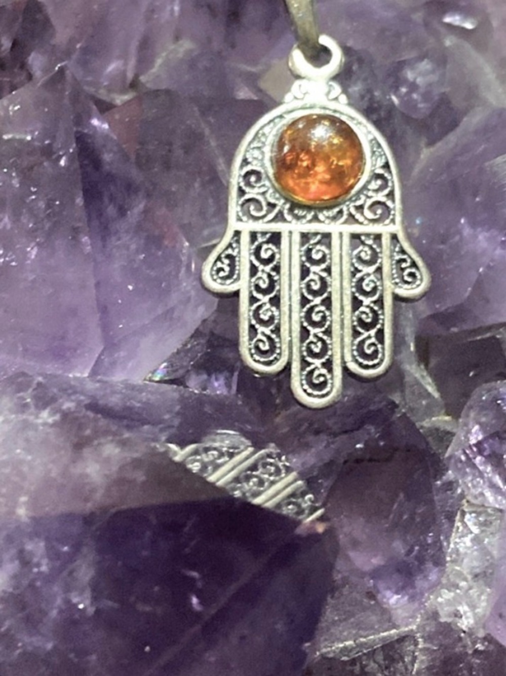Sterling Amber Pendant